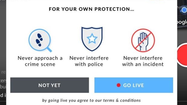 The Citizen app warns its users to “never approach a crime scene”.