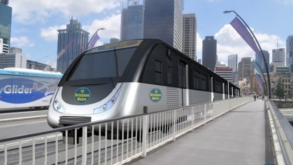 Lord Mayor Graham Quirk's proposed Brisbane metro service would not require overhead wires, with all electrification built within the track system. 
