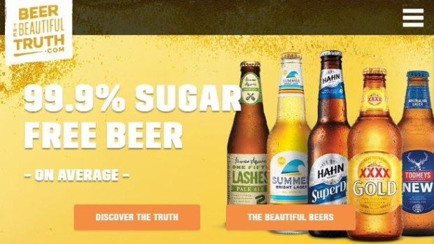 A screenshot of Lion's "Beer: The beautiful truth" campaign website.
