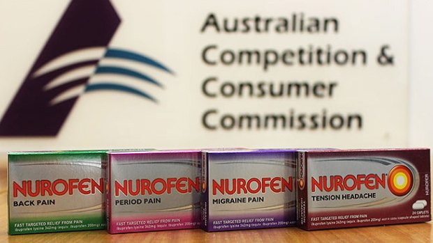 The ACCC said the caplets in all four products contained the same active ingredient, ibuprofen lysine 342mg.