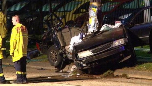 The Toyota Aurion "disintegrated" on impact when it crashed on Canterbury Road in Belmore, police said.