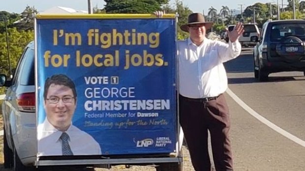 George Christensen campaigning in the Queensland seat of Dawson.