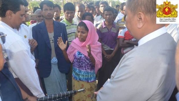 Jamalida Begum makes her rape allegations to representatives of the Myanmar government's Rakhine State Investigation Commission on December 11, 2016.  