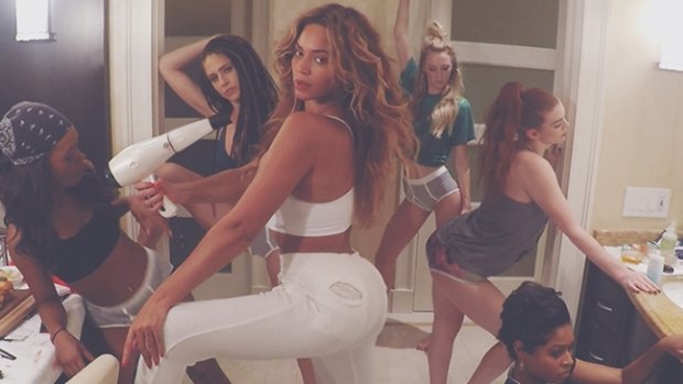 Bathroom chic: Beyonce's new video for her upcoming single 7/11 was "leaked" over the weekend and is a departure from her usual sexy style.