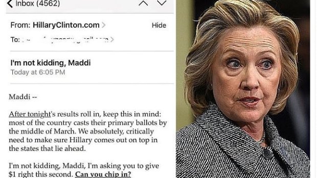 The mocked Hillary Clinton email.