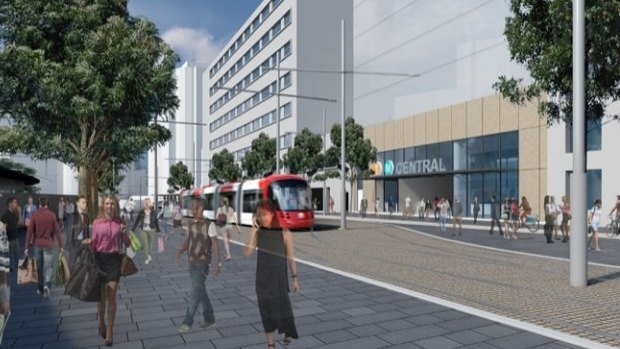 An artist's impression of the eastern entrance to Central Station on Chalmers Street.