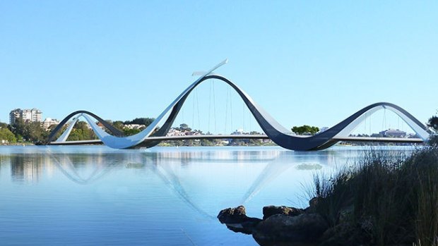 The new bridge connecting East Perth to Burwood's new stadium is seen as a serpent, swan or even a dolphin depending on who you ask.