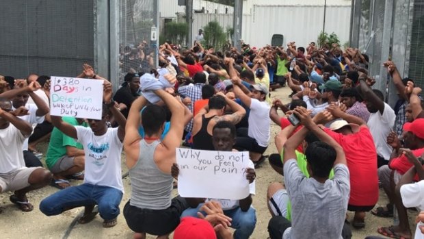 Australia under fire: detainees protest for water and power at the detention centre on Manus Island.