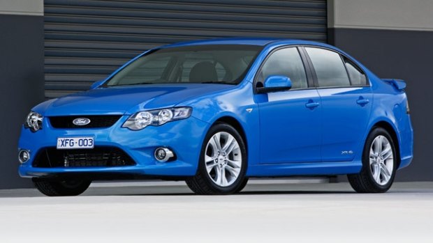 A Ford XR6 similar to the one found with four bald tyres, allegedly driven at 193km/h in Campbellfield.