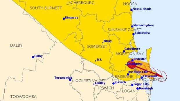 The Bureau of Meteorology issued a severe thunderstorm warning for south-east Queensland on Sunday afternoon