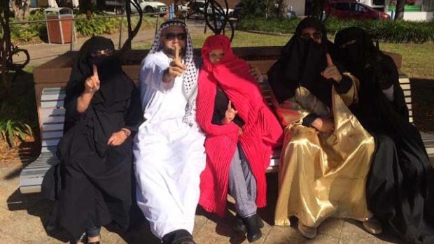 Some of the Party for Freedom members who entered the Gosford Anglican Church dressed as Muslims.