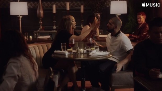 Tyra Banks catches Drake texting other women in the <i>Child's Play</i> video clip.