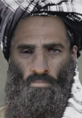 This "age-progressed" image created by the FBI offers a computerised impression of what Mullah Mohammad Omar might look like if he is alive today. 