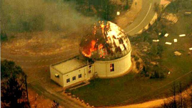 Mount Stromlo Observatory on fire in 2003.