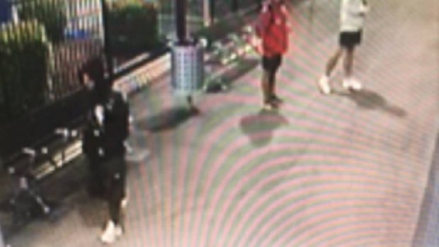 Police are still searching for a suspect, wearing dark clothing, captured on security cameras at Maitland train station.