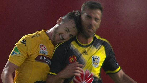Banned: Roy O'Donovan has been banned for eight weeks for this clash with Wellington's Manny Muscat.