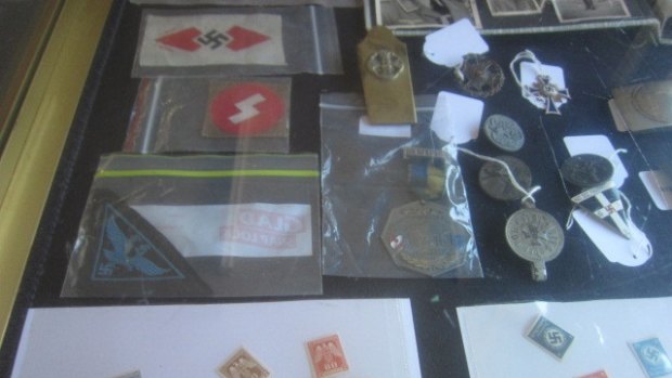 Reflecting ideology: Items of Nazi memorabilia sold at an ACT auction house on Sunday.