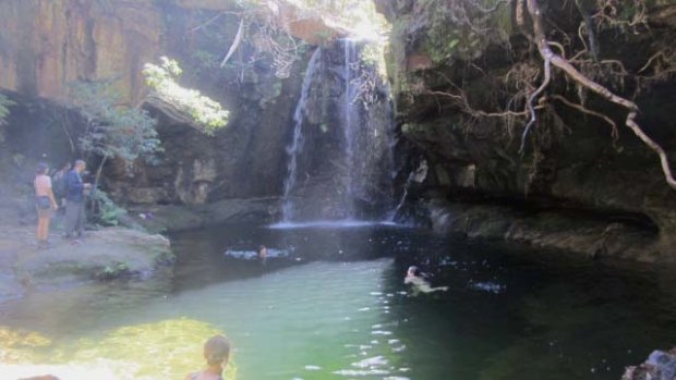 Shivers, this is cold. The Black Pool at the end of the canyon.