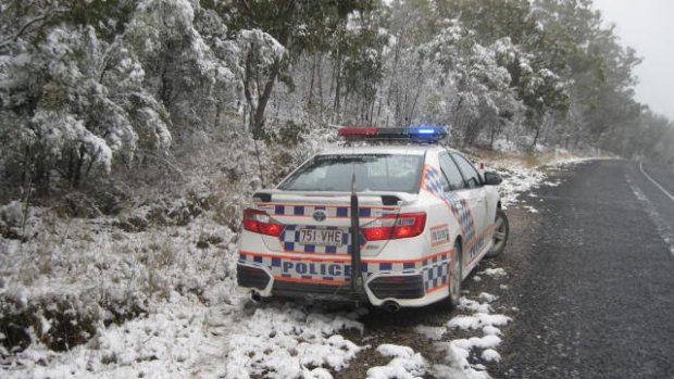 Police in Queensland's Granite Belt region have posted snow pictures on their social media sites.
