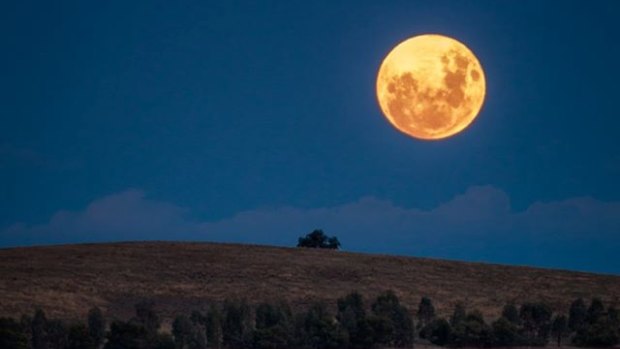 The super blue moon is on the rise over Perth.