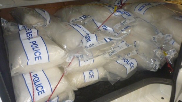 Big haul: A portion of the 585 kilograms of  the drug known as "ice" seized in Sydney last year. 