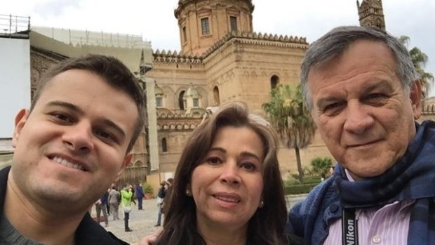 Last picture: Javier Camelo in a selfie with his his father, José Arturo Camelo, and his mother, Miriam Martinez Camelo, in the Italian city of Palermo.