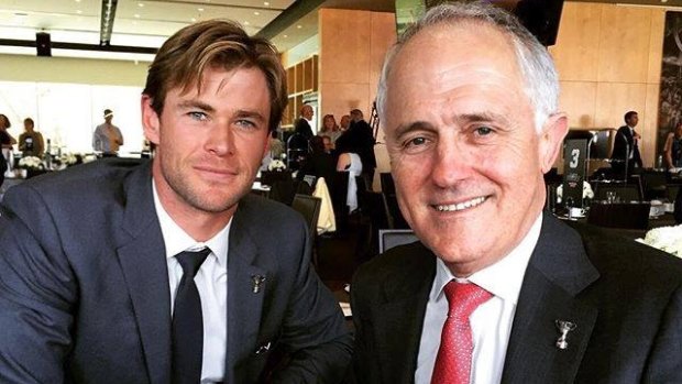 Actor Chris Hemsworth and Malcolm Turnbull not watching the AFL grand final, despite having the best seats in the house.