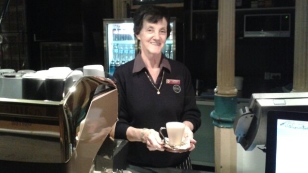 The Breakfast Creek Hotel's oldest employee, 70-year-old Aileen Collins.
