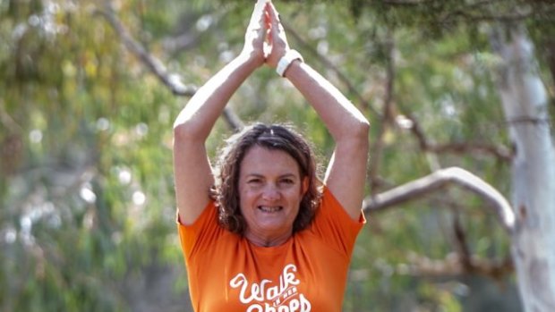 Lynnette Dickinson of Lyneham suffers from multiple sclerosis and up until recently was confined to a wheelchair- took up yoga and has become strong enough to walk on her own. She has signed up to the 'Walk in Her Shoes' marathon run/walk campaign.