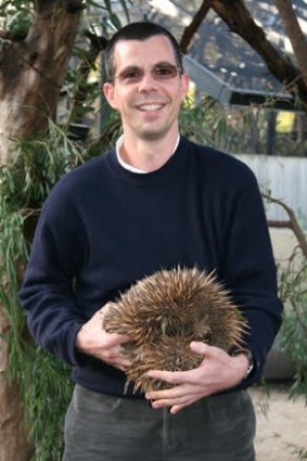 Frank Grützner with an echidna. 