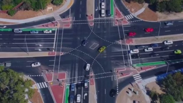 The new intersection at Marmion and Hepburn Avenues is designed to improve traffic flow.