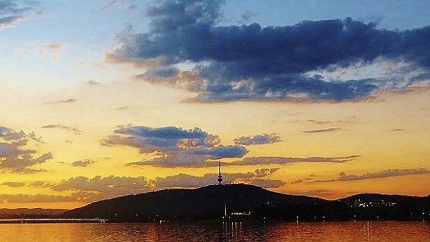 A shot of Lake Burley Griffin at sunset by Alex Petkovic, which is an entrant into the Canberra Times readers autumn photo competition.