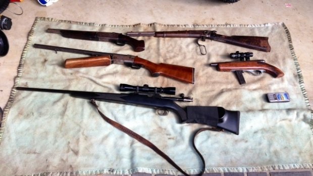 Weapons seized at the Thornlands home.