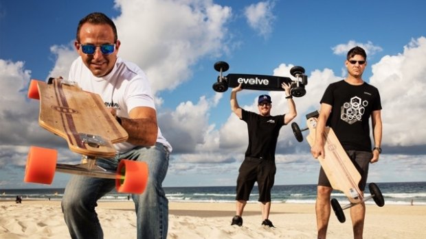 Jeff Anning (left) founder of Evolve Skateboards.