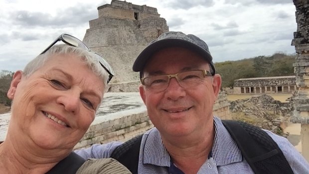 Julie McFarlane with husband Gordon during a holiday in Mexico. The couple's trip to Italy and Croatia has been cancelled.