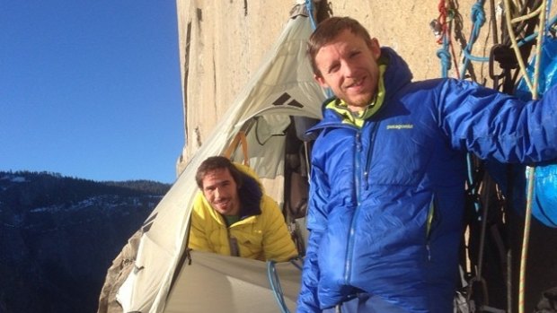 Two-week ascent ... Free climbers Kevin Jorgeson, left, and Tommy Caldwell.