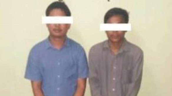 Reuters journalists Wa Lone and Kyaw Soe Oo after their arrest in an image published by the Myanmar's Information Ministry.