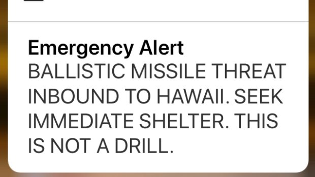 The text message sent to people on Hawaii on Saturday.