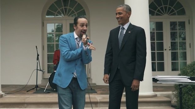 President Barack Obama, seen here with Hamilton mastermind Lin Manuel Miranda, has seen the musical several times.