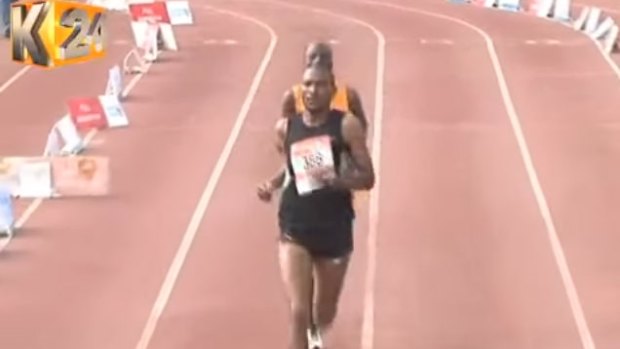 Julius Njogu heads to the finish line.