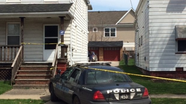 The home in the US city of Cleveland where a 3-year-old boy picked up an unattended gun and shot dead a one-year-old.