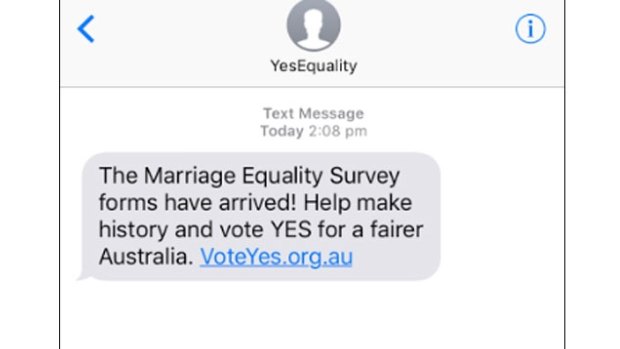 The text message sent to many Australians on Saturday.