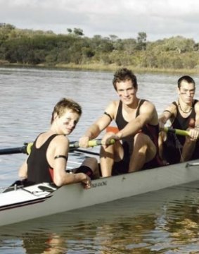 Nat Fyfe, far left, in his days as an Aquinas rowing cox.