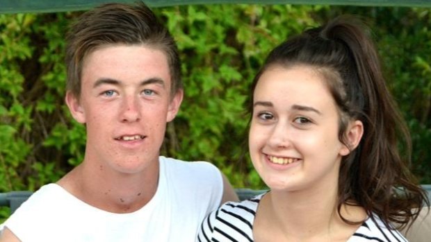 Mikey Ryall, who drowned while fishing at Wentworth Falls Lake in the Blue Mountains, with his girlfriend, Cassie Dennis.