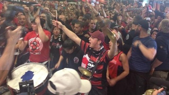 Grand welcome: Wanderers fans were in full voice on Monday night.