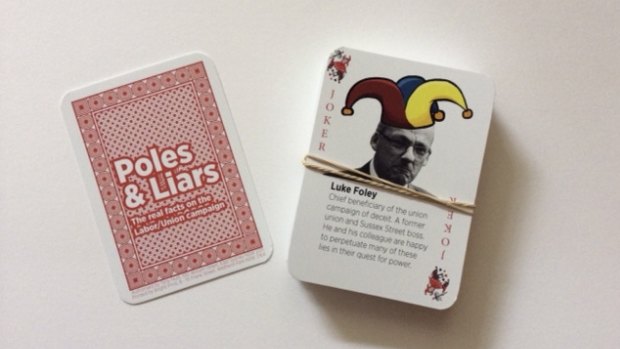 Poles and Liars cards issued at Sunday's   Liberal launch.

