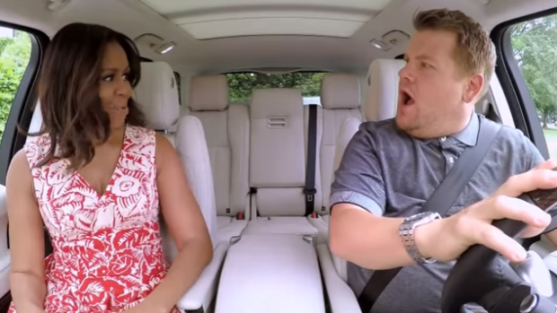 James Corden's Carpool Karaoke shows First Lady Michelle Obama is a big fan of Stevie Wonder, Missy Elliott and Beyonce.