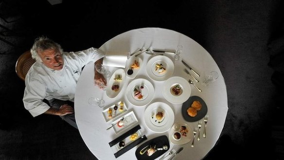 Jacques Reymond with all the dishes in his degustation menu. 