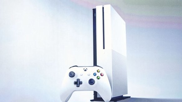 The freshly unveiled Xbox One S.