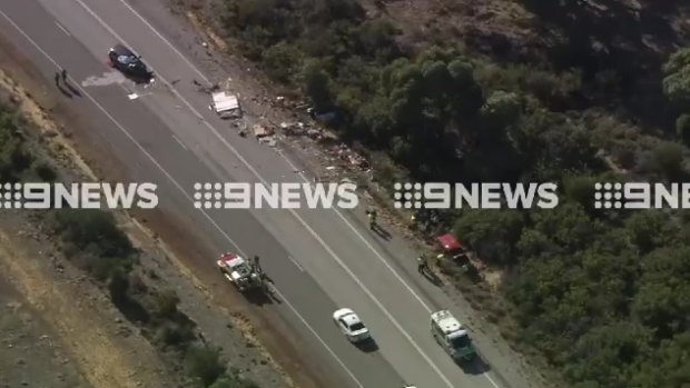 The carnage after a fatal crash on Indian Ocean Drive, one of WA's worst roads.
